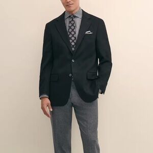 Brooks Brothers Brooksease Mens Sport Coat Dark Blue Wool Italy USA size 40 SH